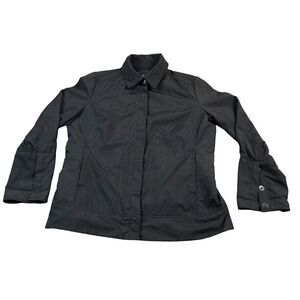 GAP Jacket Women's Large Black Hidden Snaps Polyester‎ Lining